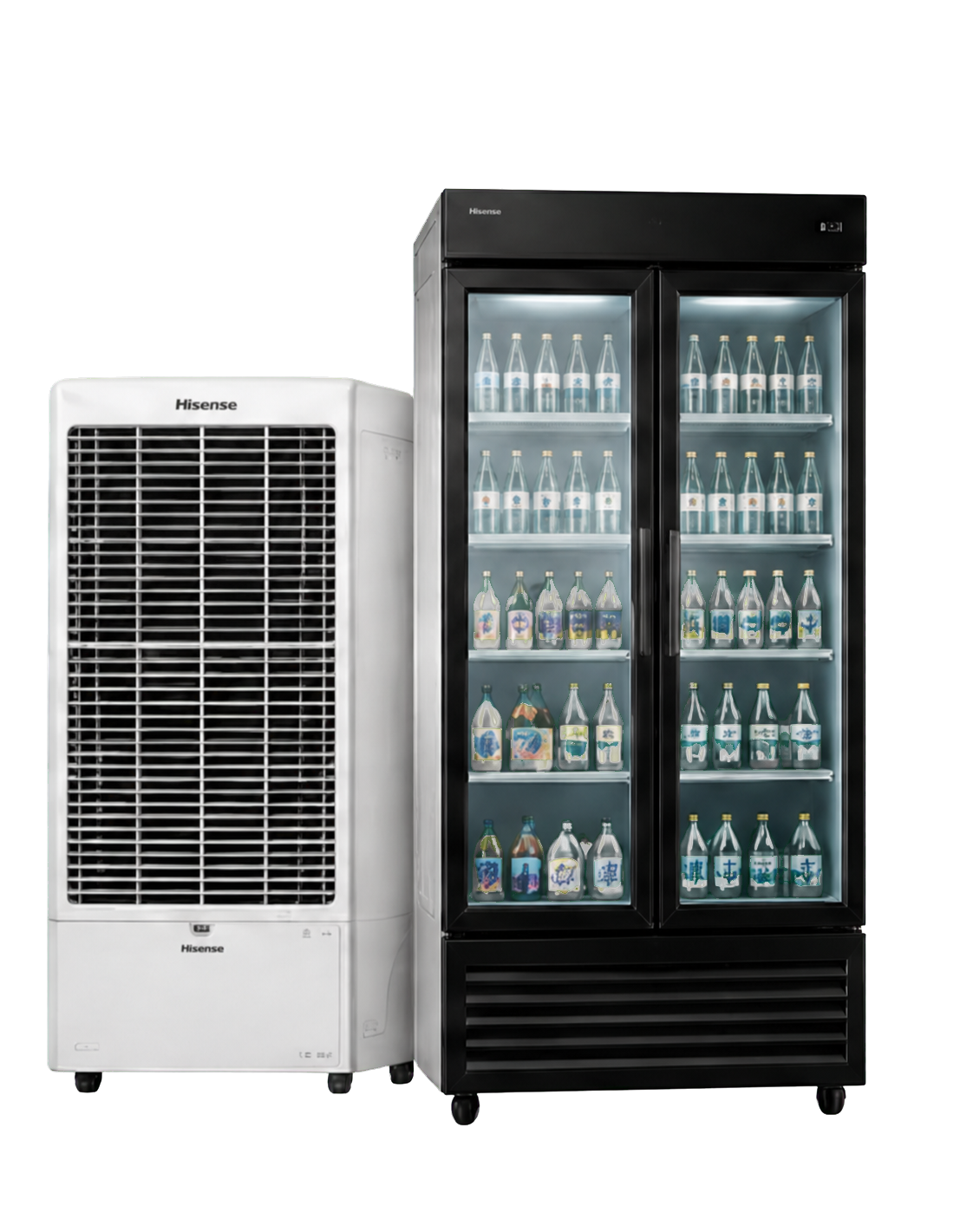 Commercial cooler and upright glass-door chiller