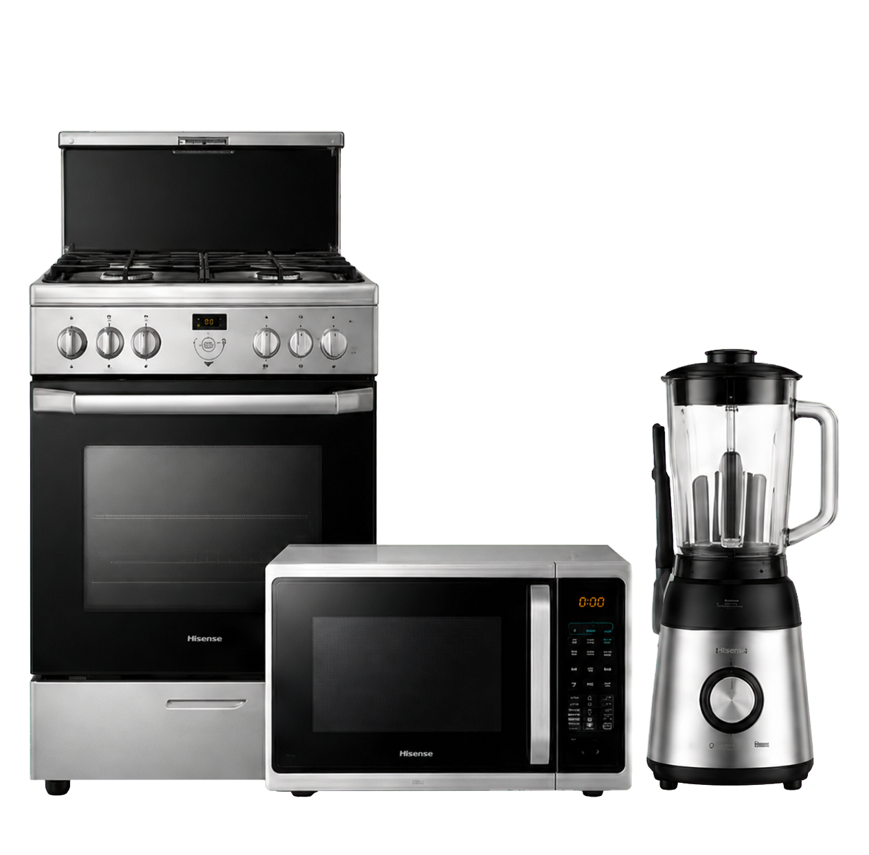 Cooking range, dishwasher, microwave and blender